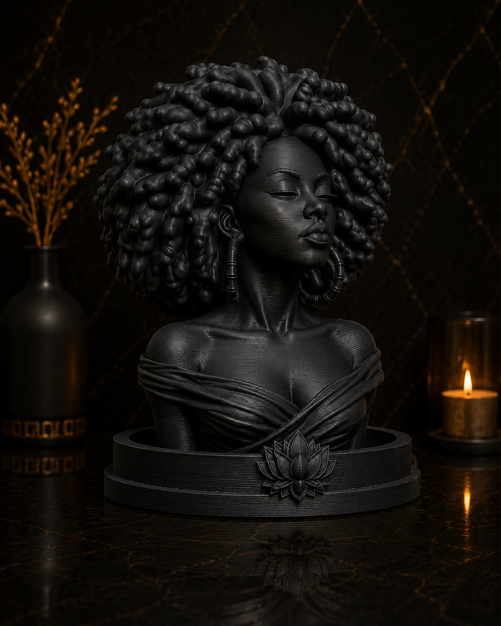 Afro Queen Incense Bust Holder – Ebony