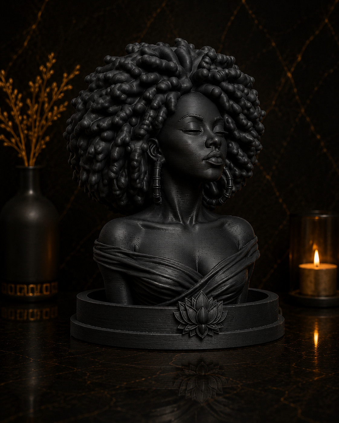 Afro Queen Incense Bust Holder – Ebony