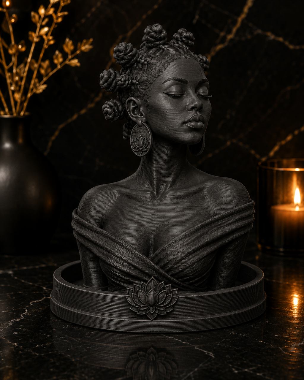 Bantu Knots Queen Incense Bust Holder – Nia 👑